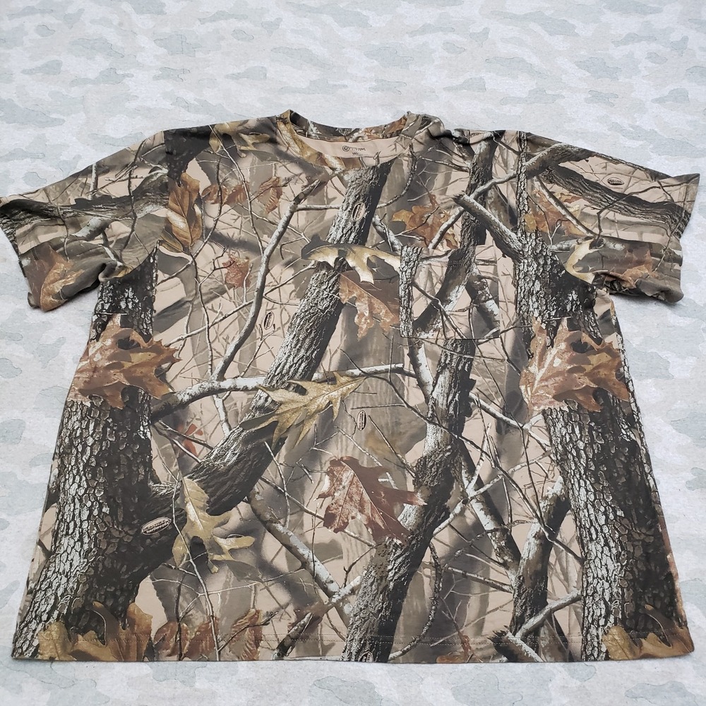 Outfitters Ridge Shirt Mens 3XL Green Pullover Short Sleeve Camo Hunting